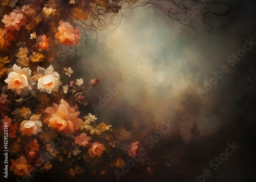 Timeless Oil Painted Floral Backdrop for Artistic Photography