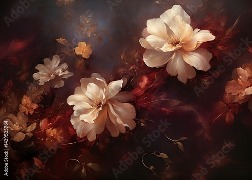 Timeless Oil Painted Floral Backdrop for Artistic Photography