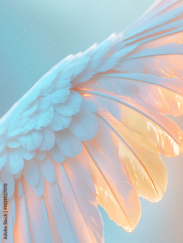 Naklejka premium Angelic Wings: A Pastel Dream of Flight and Freedom