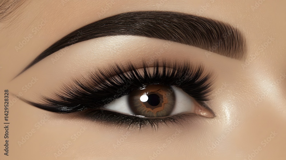 Fototapeta premium Dramatic Eye Makeup Closeup with Long Lashes and Defined Brows