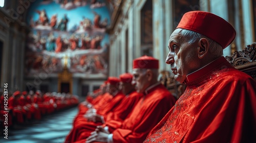 Obraz na płótnie Bishops dressed in red for the election of the new Pope at the Vatican w salonie