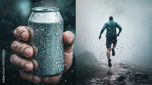 A man running with a can of water in his hand.