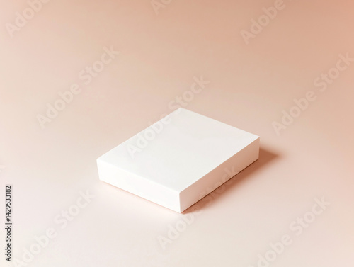 Obraz na płótnie Rectangle product box mockup on soft beige background – packaging design concept w salonie