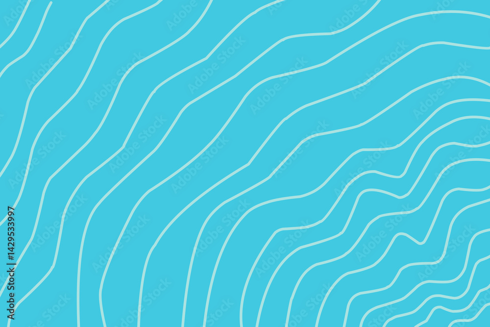 Fototapeta premium Abstract blue water wave background. Contour line with blue themed wave.