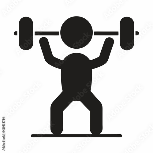 Pictogram Of Person Lifting A Barbell Weight Training Exercise Illustration Vector