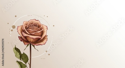 Dried rose with petals symbolizing fading beauty in soft colors  