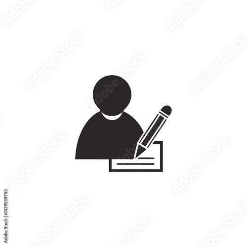 Man Writing On A Document With Pencil Icon Style Vector Illustration
