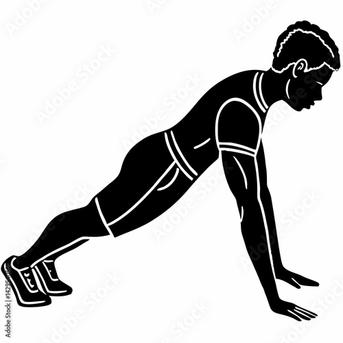 Push Up Exercise Silhouette For Fitness Health And Active Lifestyle Design