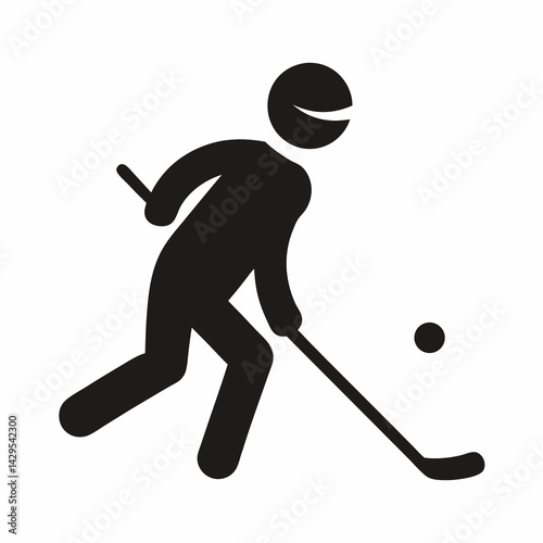 Field Hockey Player With Stick Silhouette Sport And Recreation Symbol Design