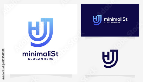 Letter HJ logo design ideas. Creative vector outline initial based icon template.
