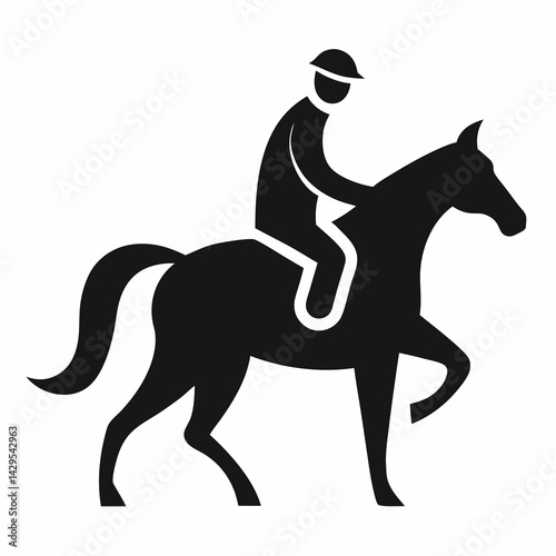 Equestrian Sport Silhouette Rider On Horse Minimalist Vector Graphic Design