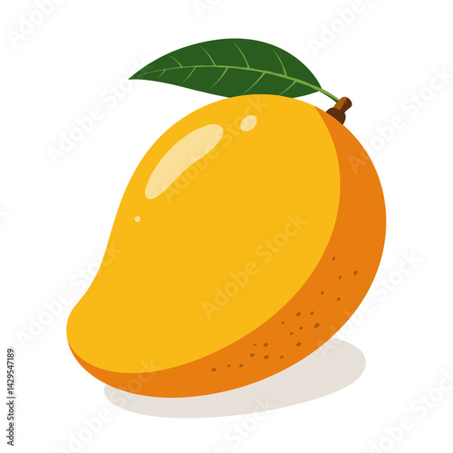 Mango Fruit Vector Icon. Fresh illustration, transparent background. Tropical fruit, healthy food. Packaging, labels, blogs, recipes