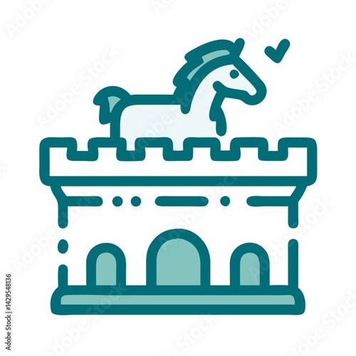 Hippodrome icon featuring a horse on a castle-like structure in a charming design