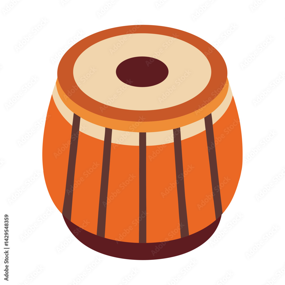 Indian Tabla Percussion Wooden Instrument Classical Sound Traditional Rhythm Vector
