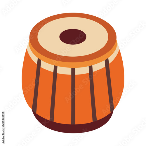 Obraz na płótnie Indian Tabla Percussion Wooden Instrument Classical Sound Traditional Rhythm Vector w salonie