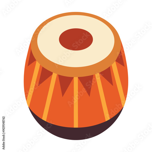 Obraz na płótnie Indian Tabla Percussion Classical Rhythm Drum Traditional Wooden Musical Beat Vector w salonie