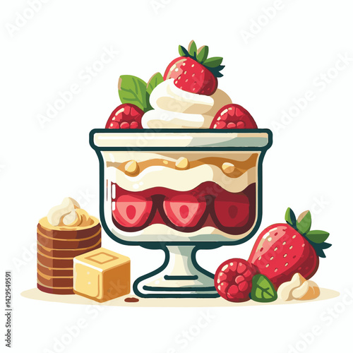 food, dessert, sweet, trifle, biscuit, cake, cream, delicious, glass, homemade, whipped, gourmet, mousse, recipe, layered, pudding, portion, white, summer, berry, tasty, parfait, fresh, fruit, backgro
