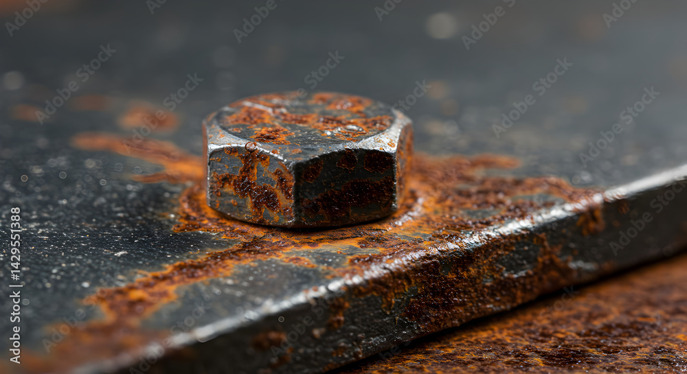 Close Up Of A Rusty Bolt Fastened To A Metal Surface Outdoors Close Up Of A Rusty Bolt Fastened To A Metal Surface Outdoors
