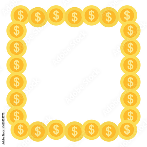 Obraz na płótnie Money Border Gold Coin Frame Flat Dollar Graphic Finance Wealth Cartoon w salonie
