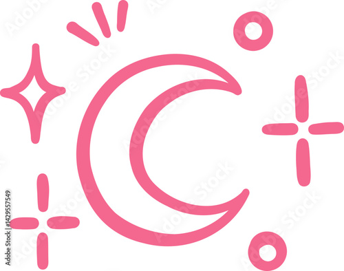 Crescent Moon with Decorative Sparkles