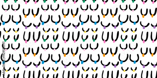 Fun doodle boob vector seamless pattern, Cute abstract design hand drawn woman breast, body positive feminist illustration background