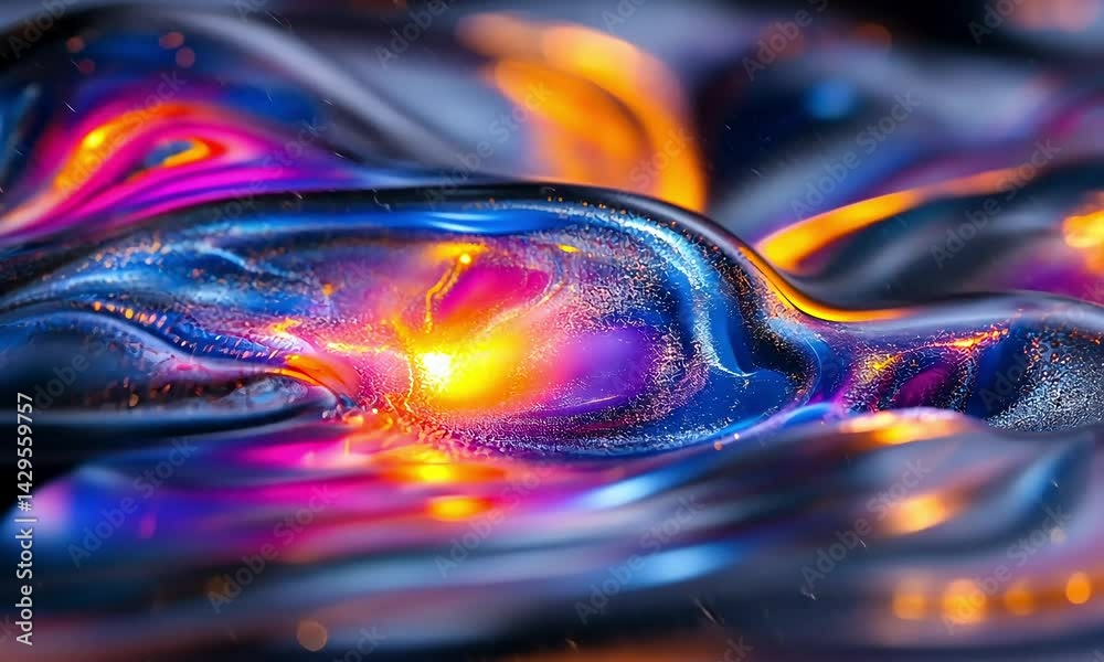 Abstract vibrant liquid form with glowing center