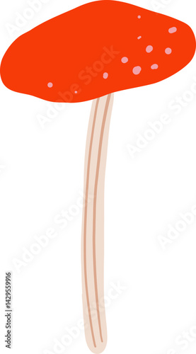 Minimalist red mushroom cap design with a hand drawn artistic look