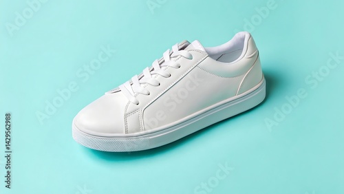 Wallpaper Mural Classic white sneakers on a teal background stylish footwear perfect for spring summer and everyday Torontodigital.ca
