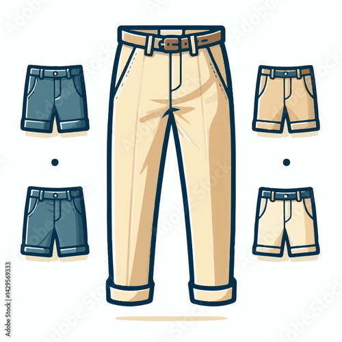 fashion, trousers, pants, apparel, wear, white, clothes, isolated, illustration, style, clothing, design, flat, pant, garment, fashionable, silhouette, vector, textile, model, women, outfit, female, w