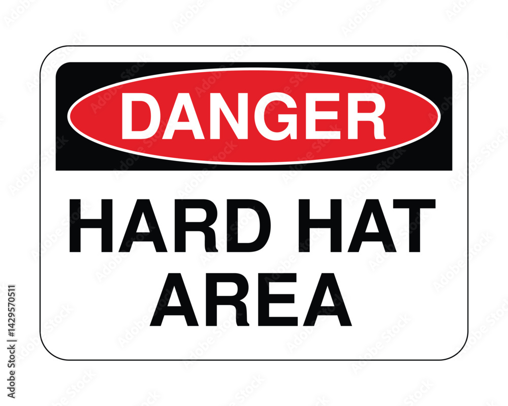 Obraz premium Hard Hat Area Safety Sign, Workplace Protection Indicator, Construction Zone Alert – High Quality Stock Image