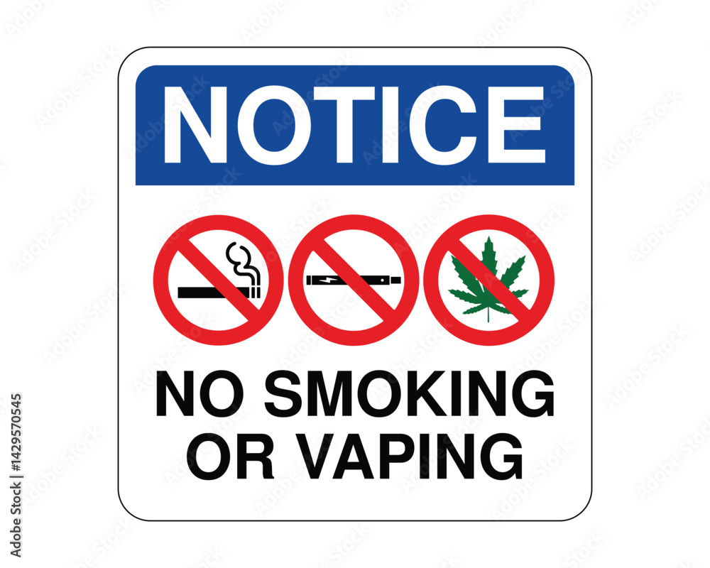 No Smoking or Vaping Notice Sign, Policy Reminder, Smoke-Free Environment – High Quality Stock Image No Smoking or Vaping Notice Sign, Policy Reminder, Smoke-Free Environment – High Quality Stock Image