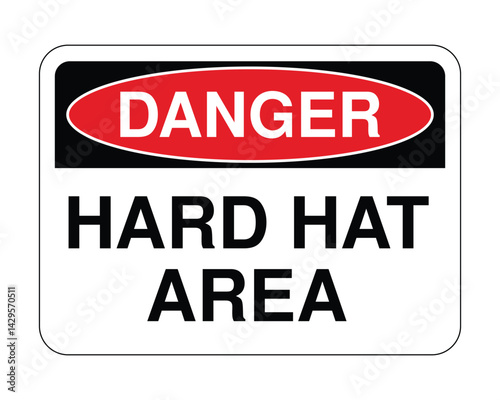 Hard Hat Area Safety Sign, Workplace Protection Indicator, Construction Zone Alert – High Quality Stock Image