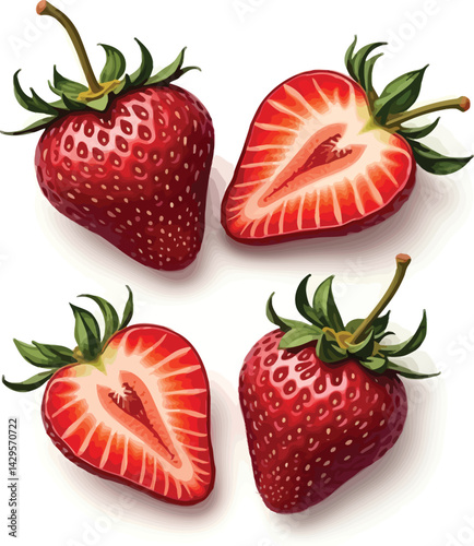 Fresh strawberries image: vibrant red berries, summer fruit, healthy food, delicious dessert, sweet treat