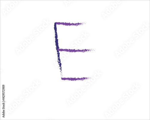 Letter E drawn with a spray brush