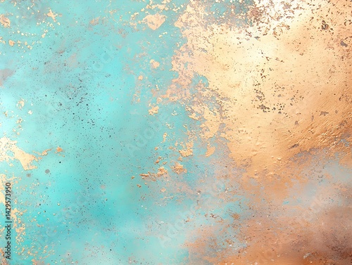 Aqua And Gold Oxidized Metal Texture photo