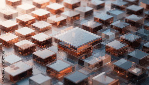 Abstract Geometric Composition of Glass Cubes