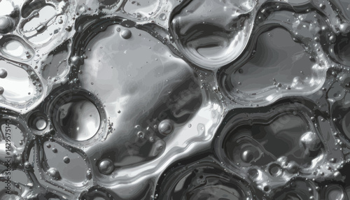 Abstract Grayscale Liquid Texture with Bubbles