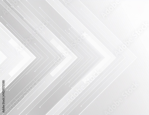 Technology banner design with white and grey arrows. Abstract geometric vector background