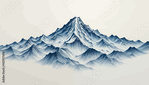Blue And White Snowy Mountain Range Landscape