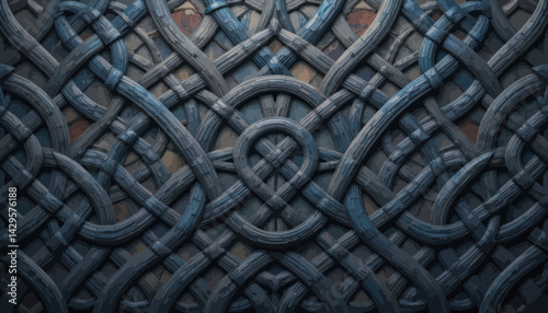 Dark Blue Intricate Knotwork Pattern Texture