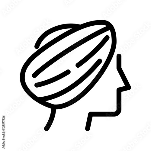 woman wear turban outline icon. female avatar side black line illustration.