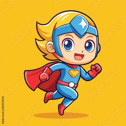 Cute superhero character in action