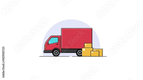 4k Delivery Truck with Boxes Concept Animation Video 