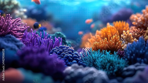 Vibrant Underwater Coral Reef Scene with Colorful Fish
