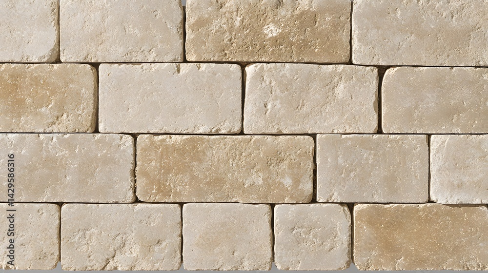 Obraz premium Beige Stone Brick Wall Texture Seamless Pattern Background