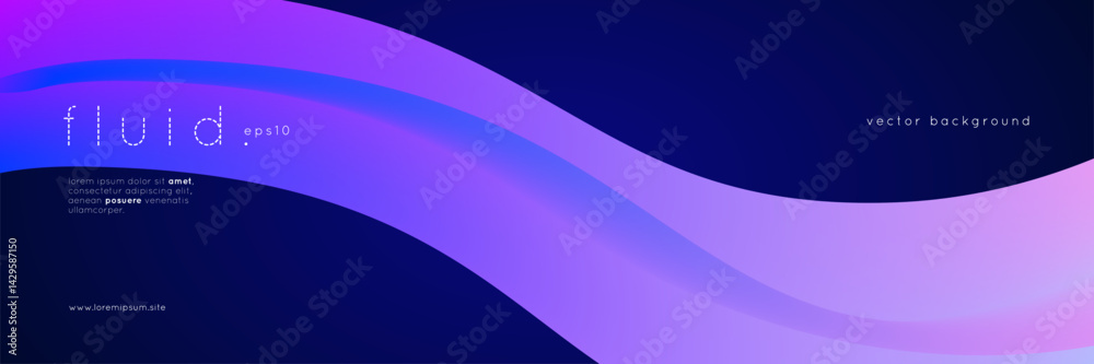 Fototapeta premium 3d Gradient Shape. Beautiful Abstract Liquid Fluid Background. Color Design For Creative Bg. Dynamic Digital Flow In A Modern Colourful Vector Curve. Blue And Purple 3d Gradient Shape.