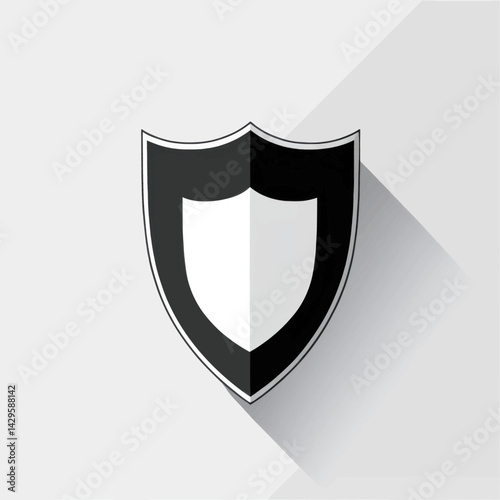 Black and White Shield Icon Graphic Security Protection