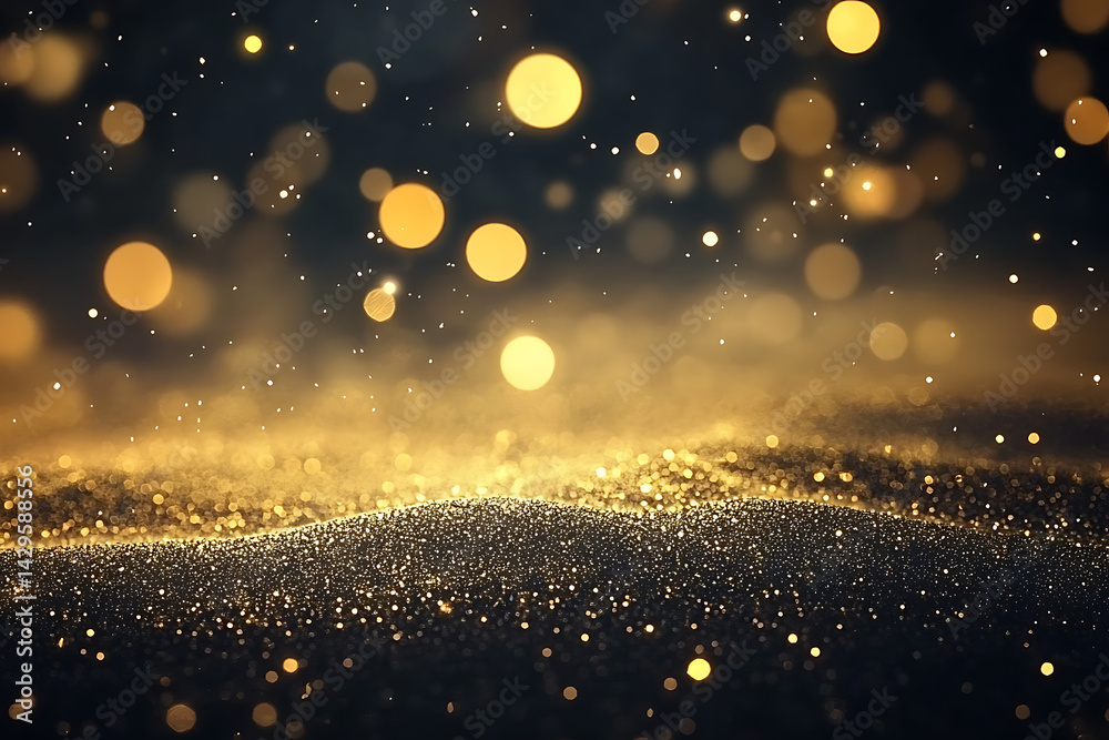 Obraz premium Light gold glitter background, texture of shiny golden sand with sparkling sparkles for luxury design and decoration.