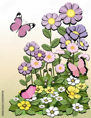 flowers with butterflies background 3