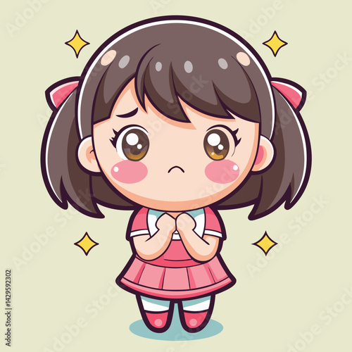 Cute anime girl with pleading expression